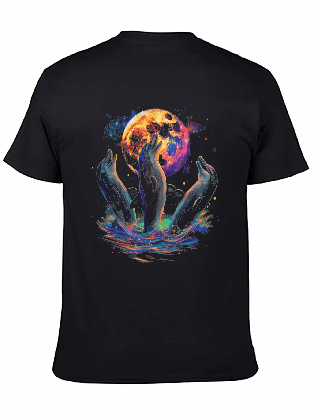 Dolphin Ocean Animal Howling Moon Classic Cotton Tee – Unisex Comfort For Any Season