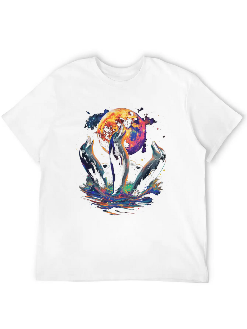 Dolphin Ocean Animal Howling Moon Classic Cotton Tee – Unisex Comfort For Any Season