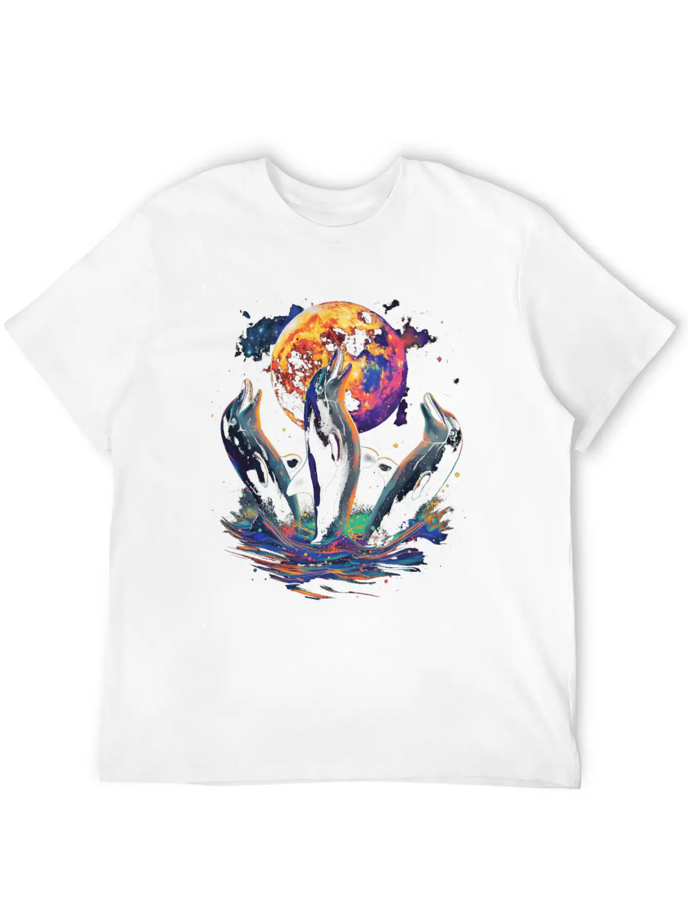 Dolphin Ocean Animal Howling Moon Classic Cotton Tee – Unisex Comfort For Any Season