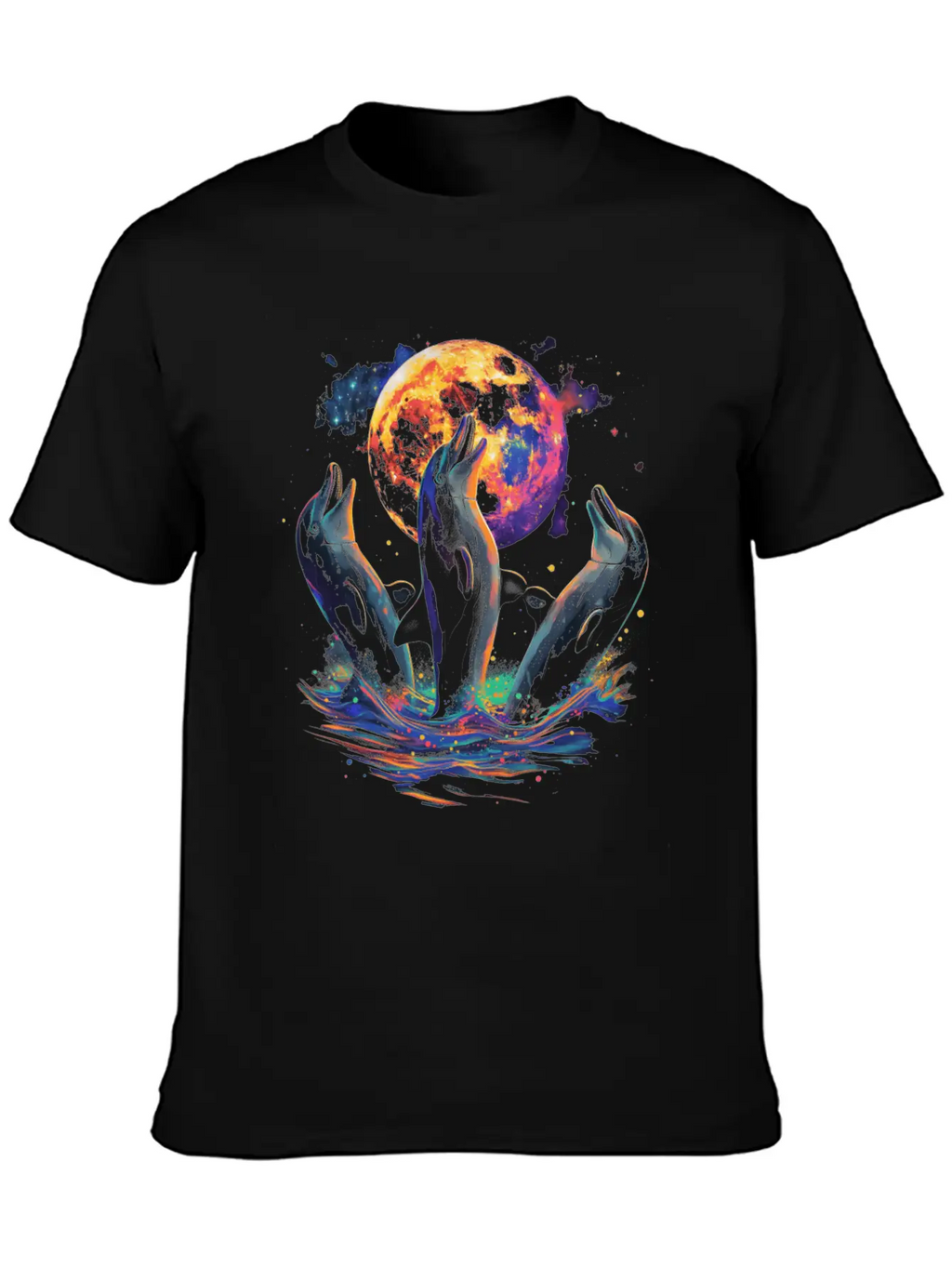 Dolphin Ocean Animal Howling Moon Classic Cotton Tee – Unisex Comfort For Any Season