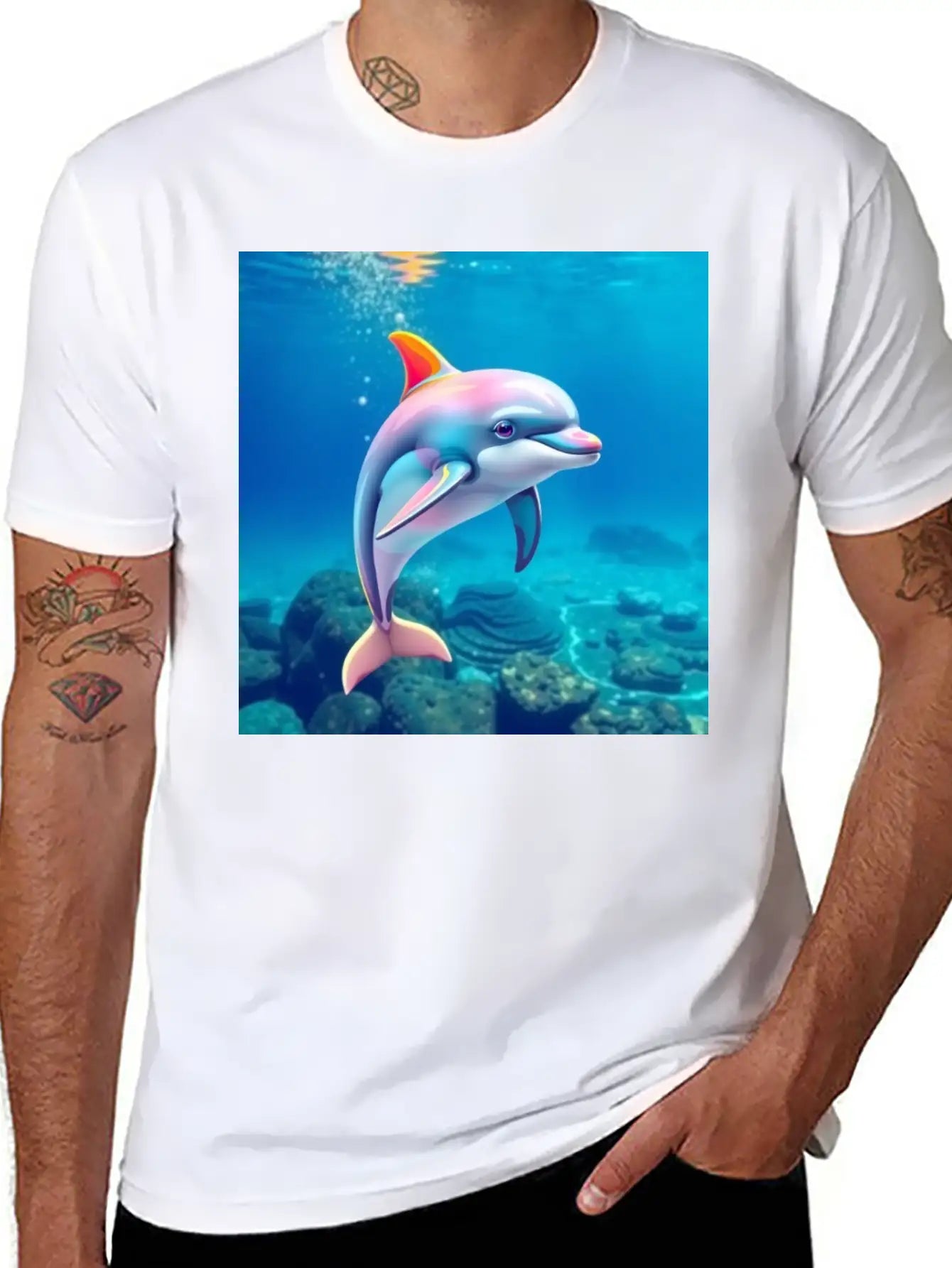 Dolphin Picture Art 0027939 Classic Cotton Tee – Unisex Comfort For Any Season