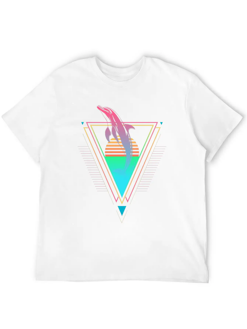 Dolphin Vaporwave Synthwave 90s 80s Sunset Classic Cotton Tee – Unisex Comfort For Any Season