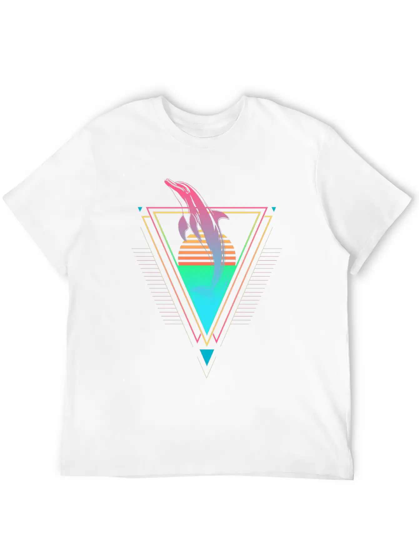 Dolphin Vaporwave Synthwave 90s 80s Sunset Classic Cotton Tee – Unisex Comfort For Any Season
