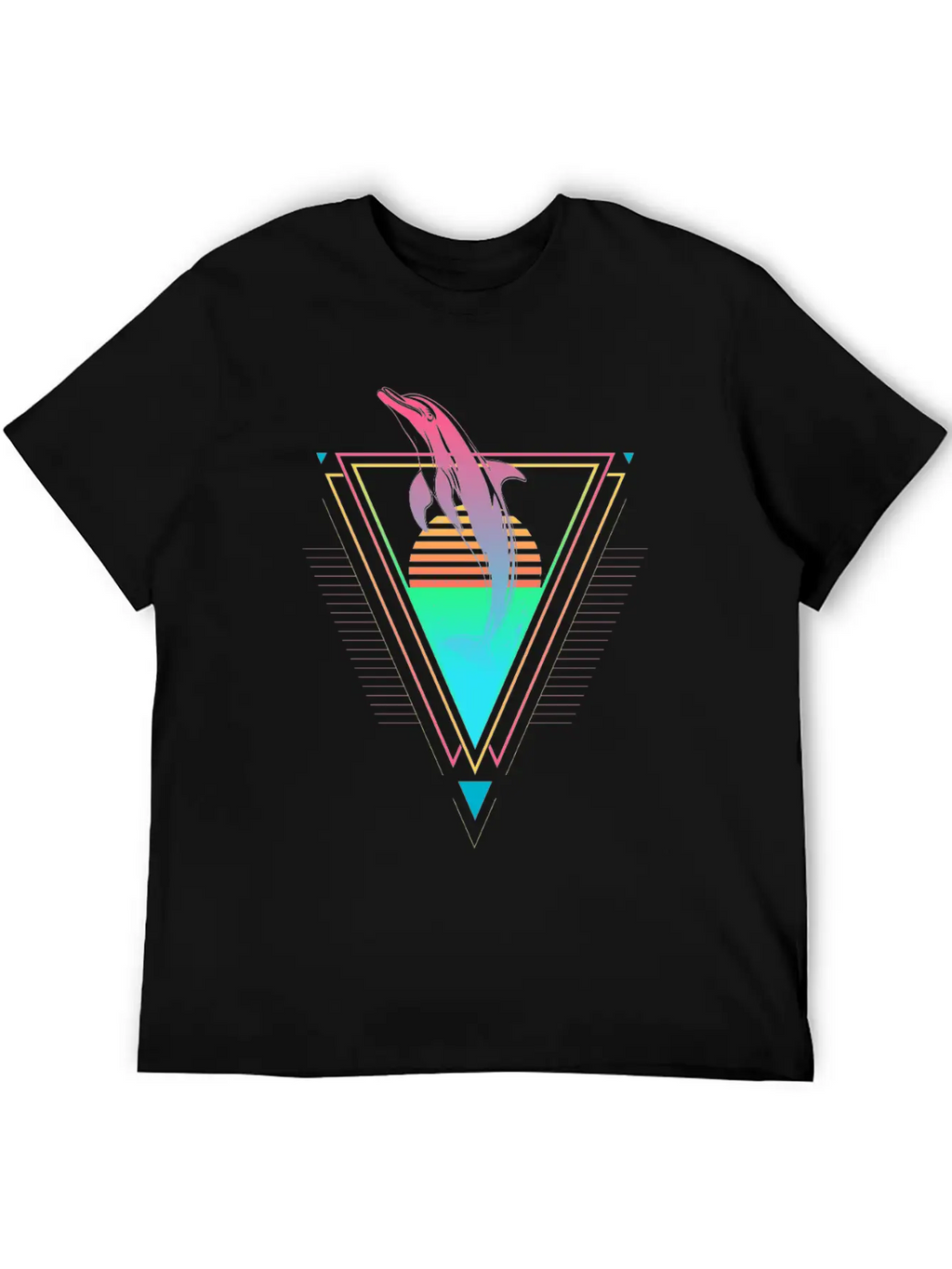 Dolphin Vaporwave Synthwave 90s 80s Sunset Classic Cotton Tee – Unisex Comfort For Any Season