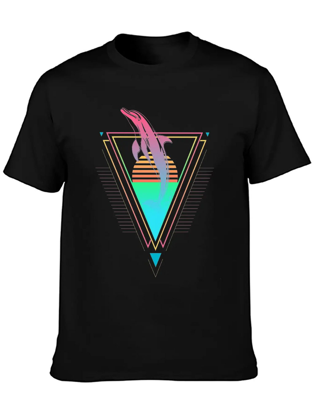 Dolphin Vaporwave Synthwave 90s 80s Sunset Classic Cotton Tee – Unisex Comfort For Any Season