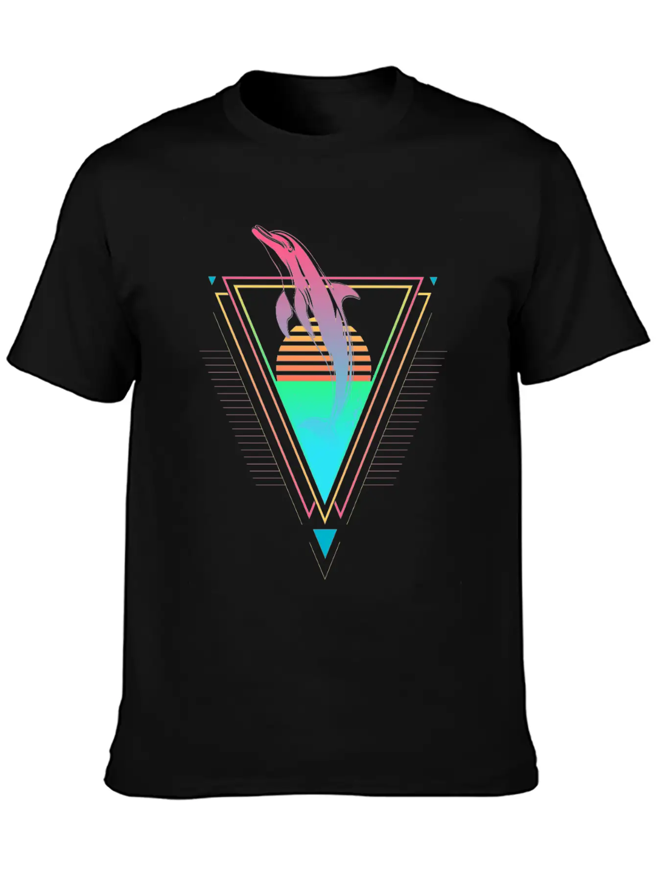 Dolphin Vaporwave Synthwave 90s 80s Sunset Classic Cotton Tee – Unisex Comfort For Any Season