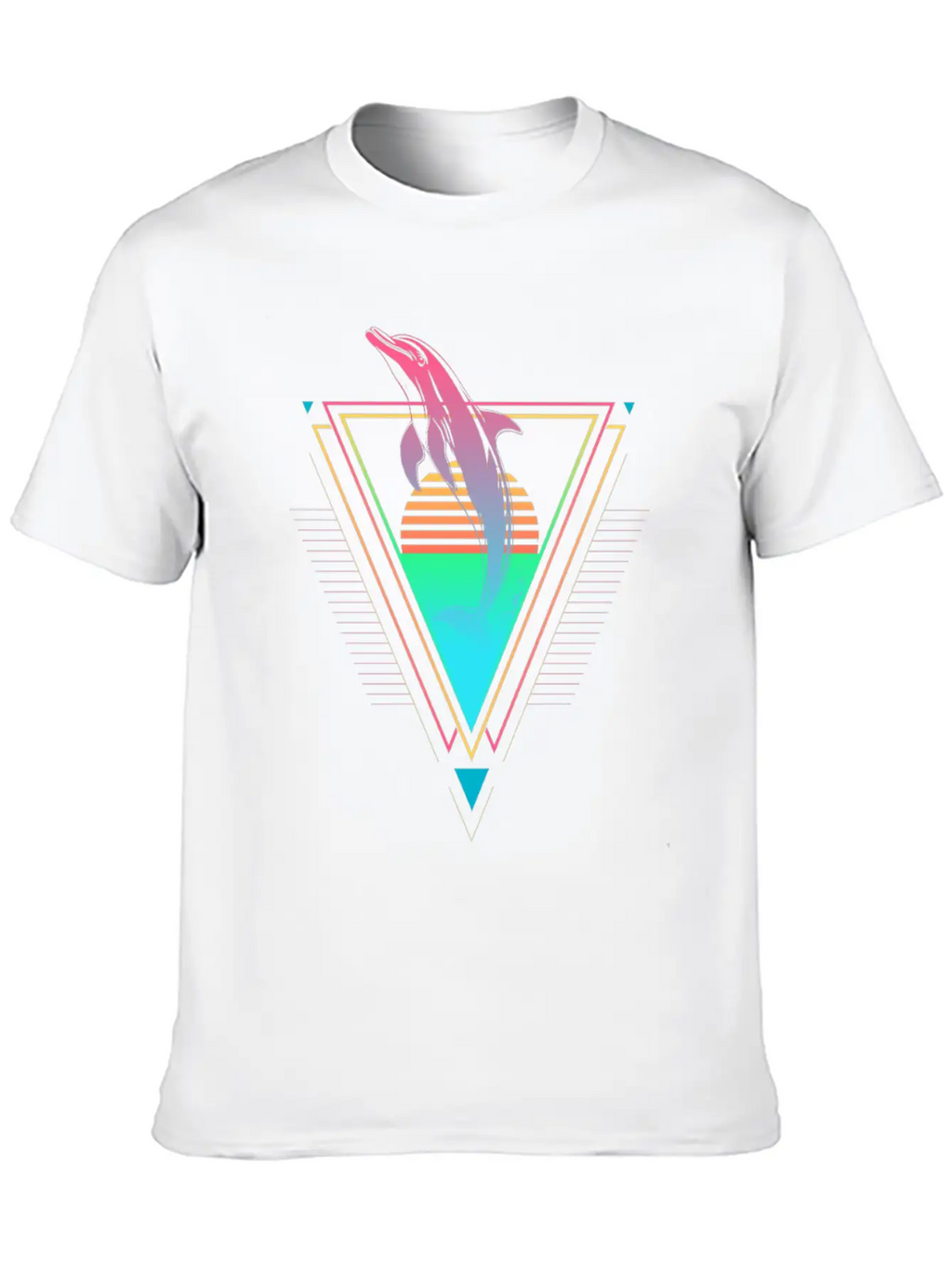 Dolphin Vaporwave Synthwave 90s 80s Sunset Classic Cotton Tee – Unisex Comfort For Any Season