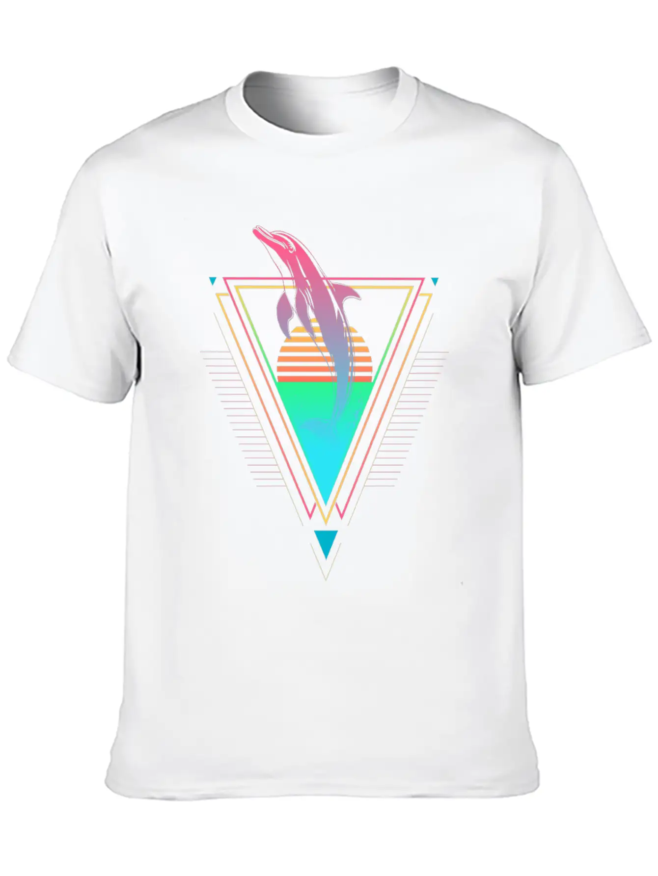 Dolphin Vaporwave Synthwave 90s 80s Sunset Classic Cotton Tee – Unisex Comfort For Any Season