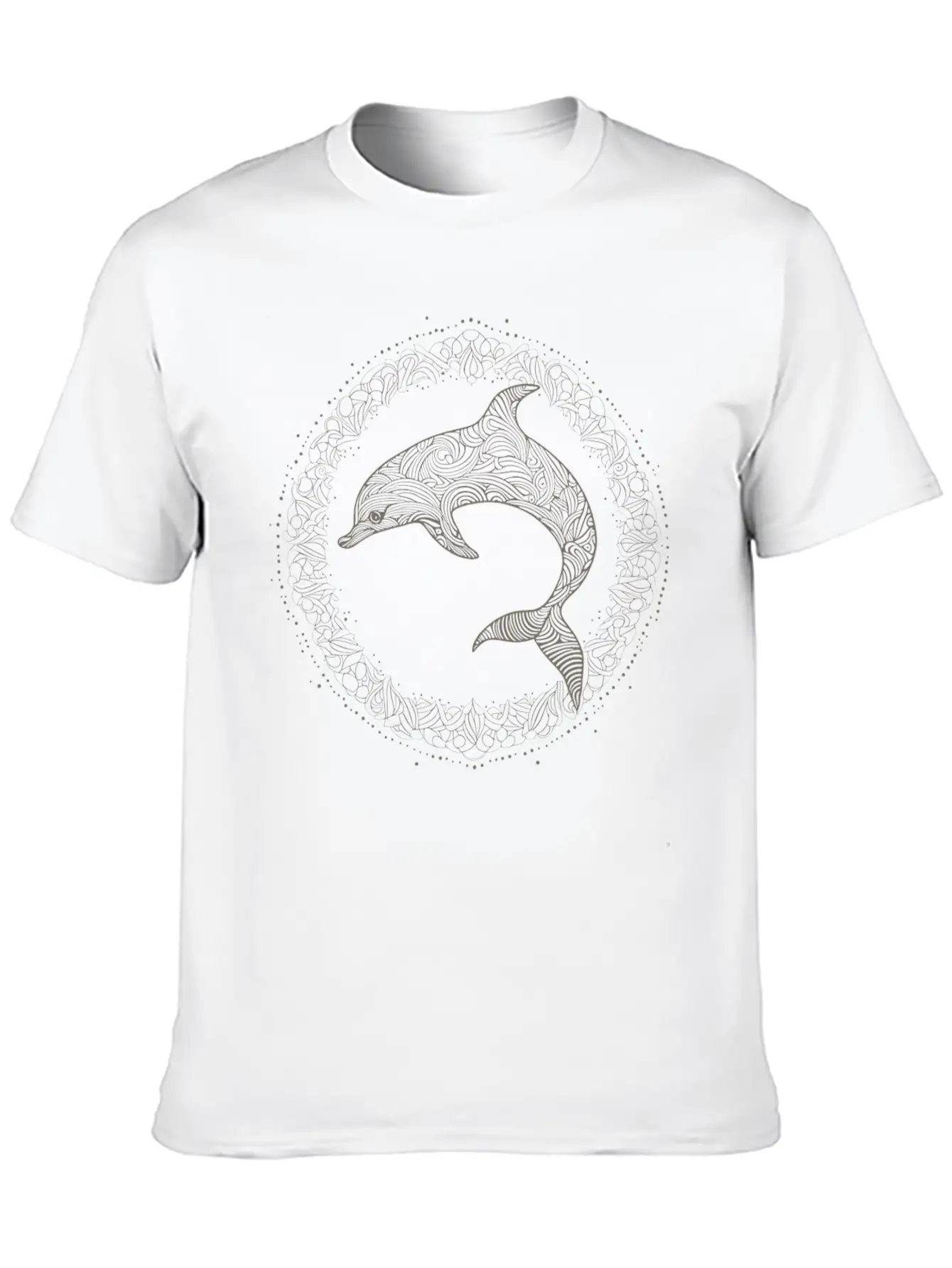 Dolphin With Line Art Design Essential Cotton Tee For Daily Outfits – Unisex Style