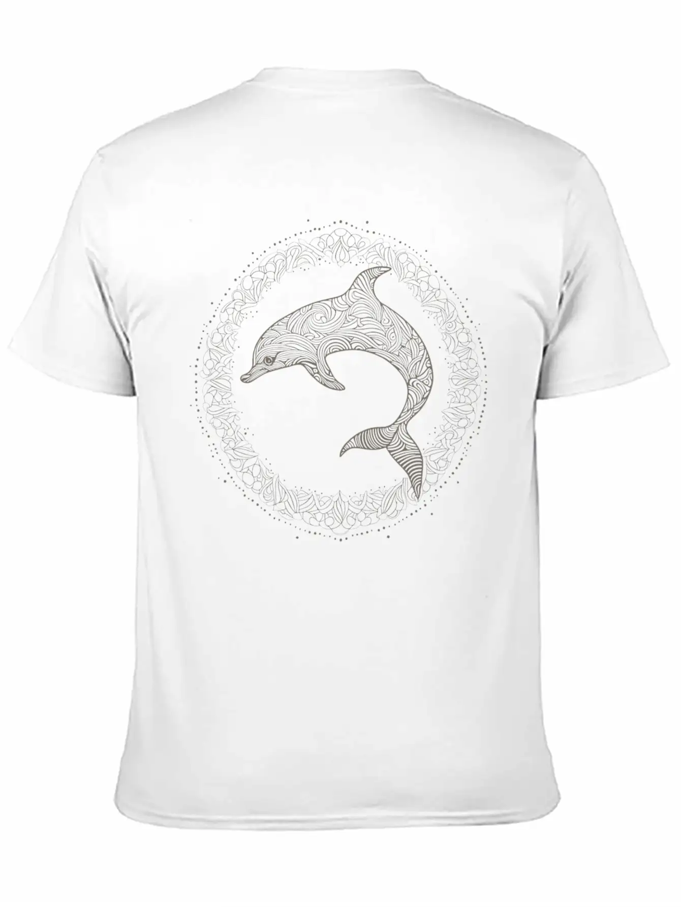 Dolphin With Line Art Design Essential Cotton Tee For Daily Outfits – Unisex Style