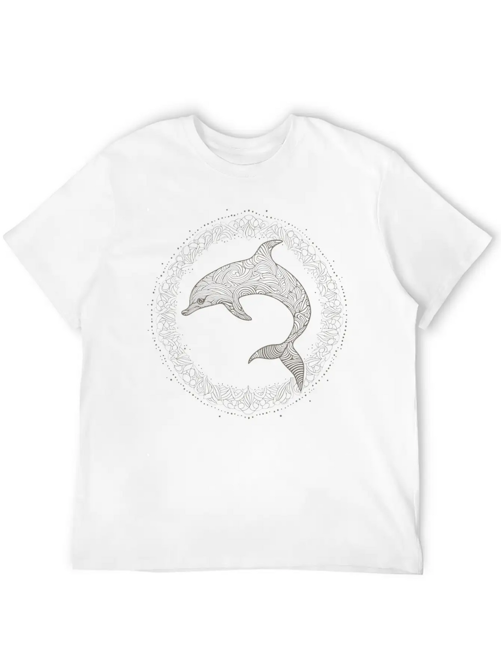 Dolphin With Line Art Design Essential Cotton Tee For Daily Outfits – Unisex Style