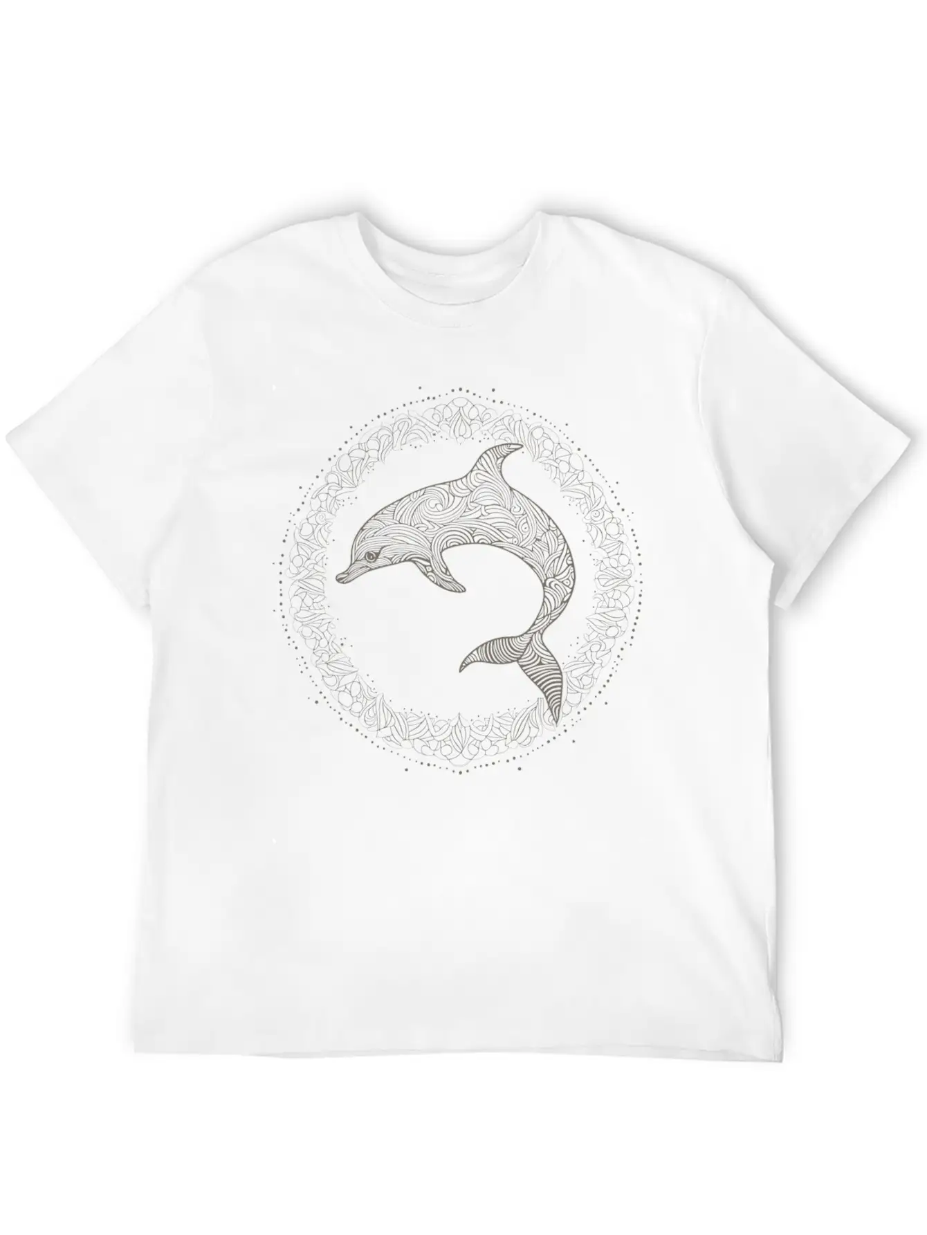 Dolphin With Line Art Design Essential Cotton Tee For Daily Outfits – Unisex Style