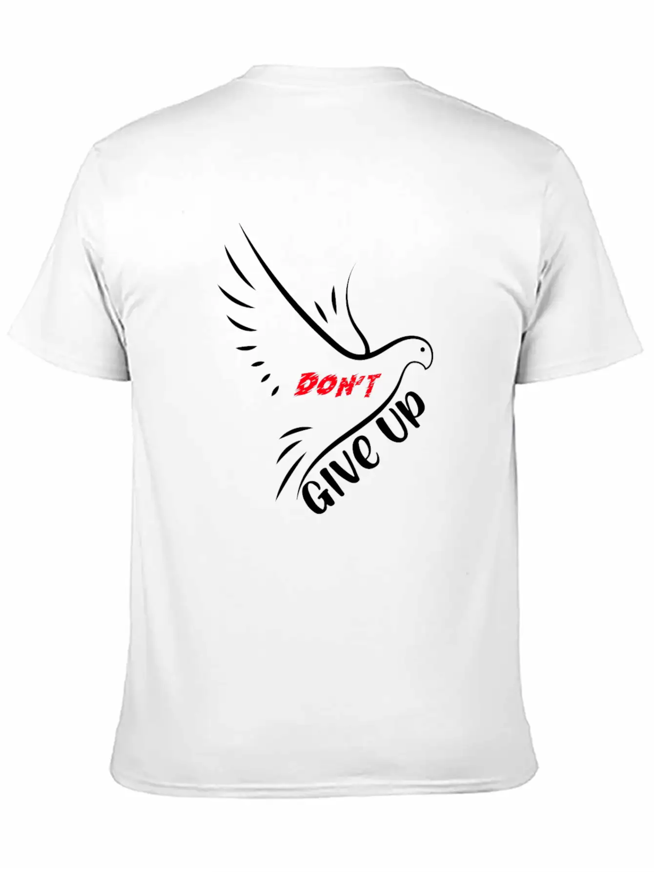 Don't Give Up Motivation Line Eagle Bird - Black Essential Cotton Tee For Daily Outfits – Unisex Style