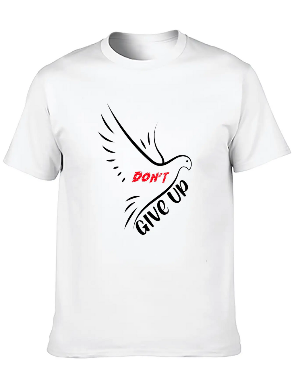 Don't Give Up Motivation Line Eagle Bird - Black Essential Cotton Tee For Daily Outfits – Unisex Style