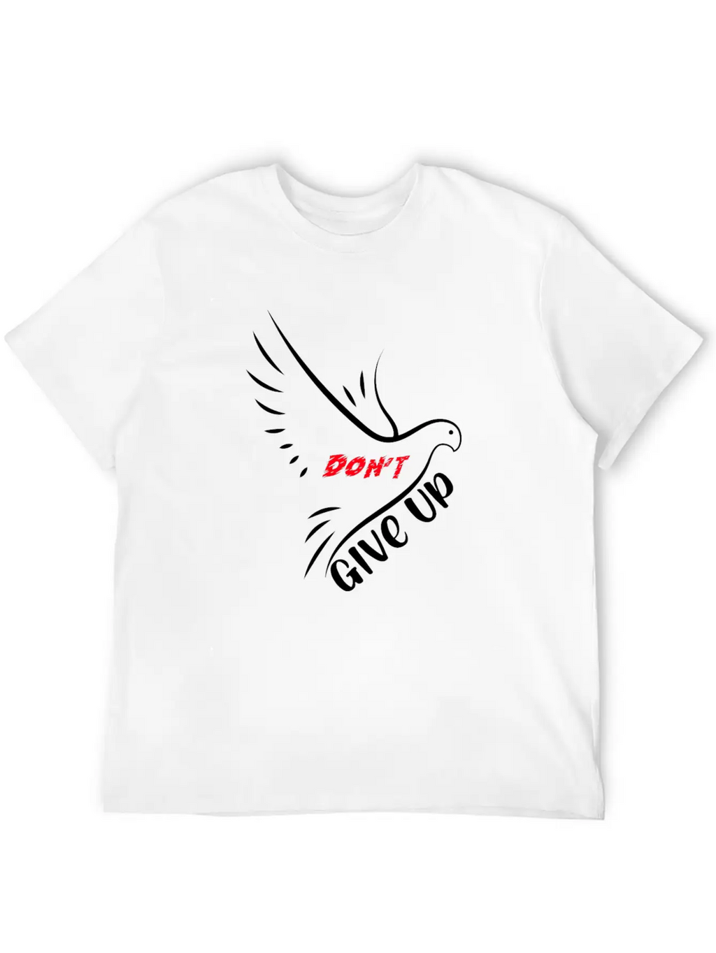 Don't Give Up Motivation Line Eagle Bird - Black Essential Cotton Tee For Daily Outfits – Unisex Style
