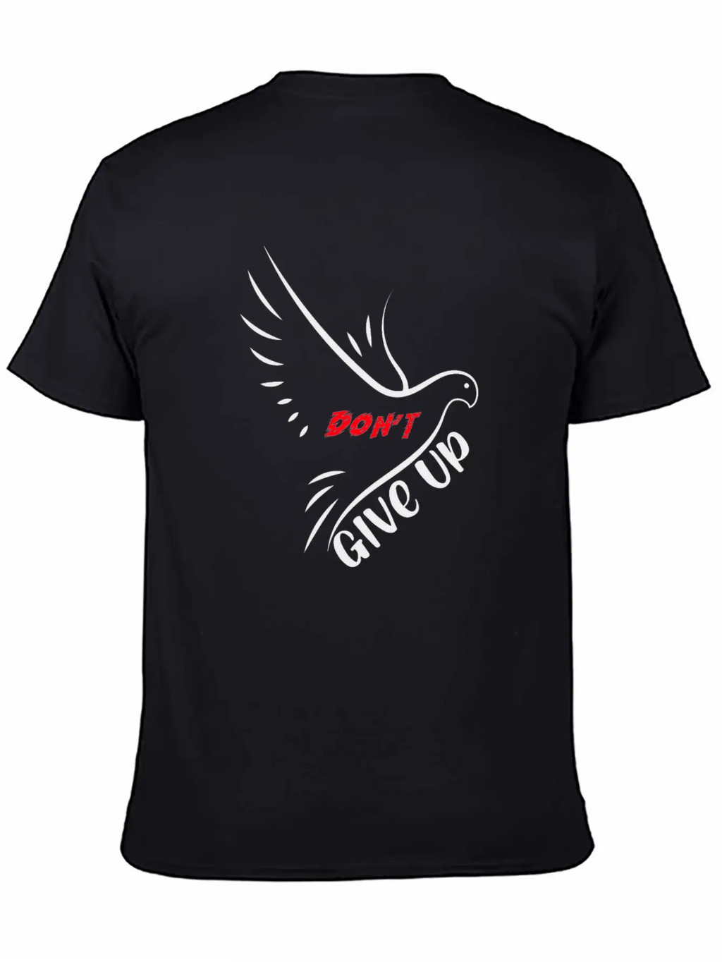 Don't Give Up Motivation Line Eagle Bird - Black Essential Cotton Tee For Daily Outfits – Unisex Style