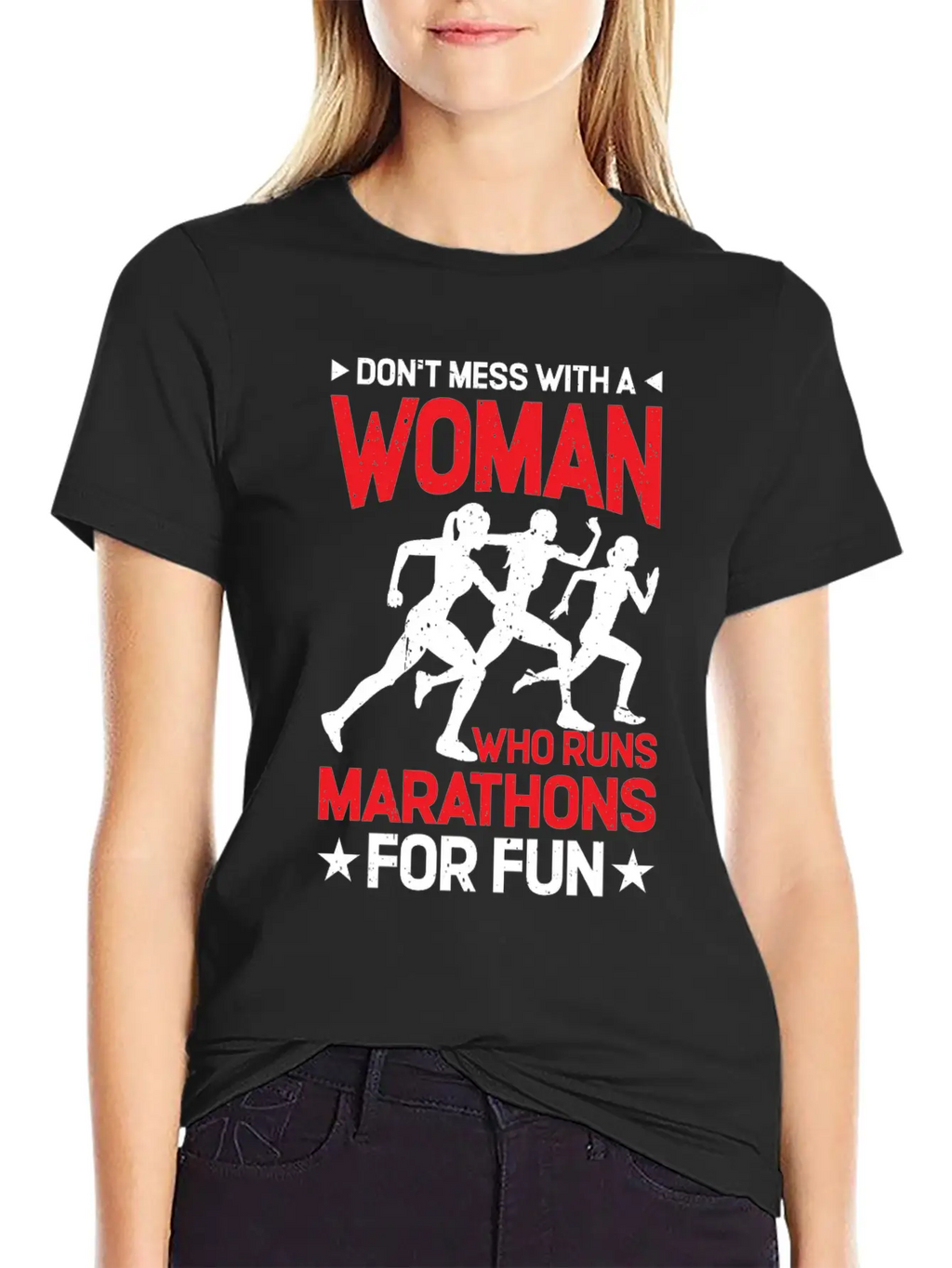Don't Mess With A Woman Who Runs Marathons 2 Basic Graphic T-Shirt – Daily Comfort In Soft Cotton