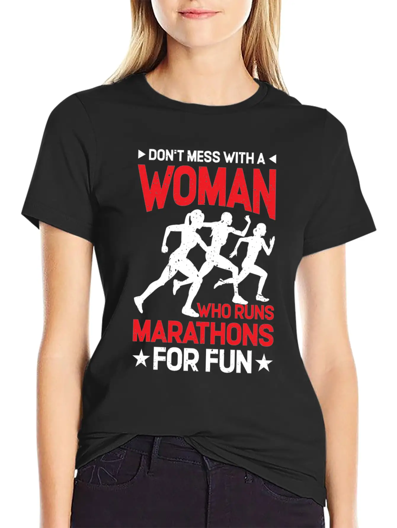 Don't Mess With A Woman Who Runs Marathons 2 Basic Graphic T-Shirt – Daily Comfort In Soft Cotton