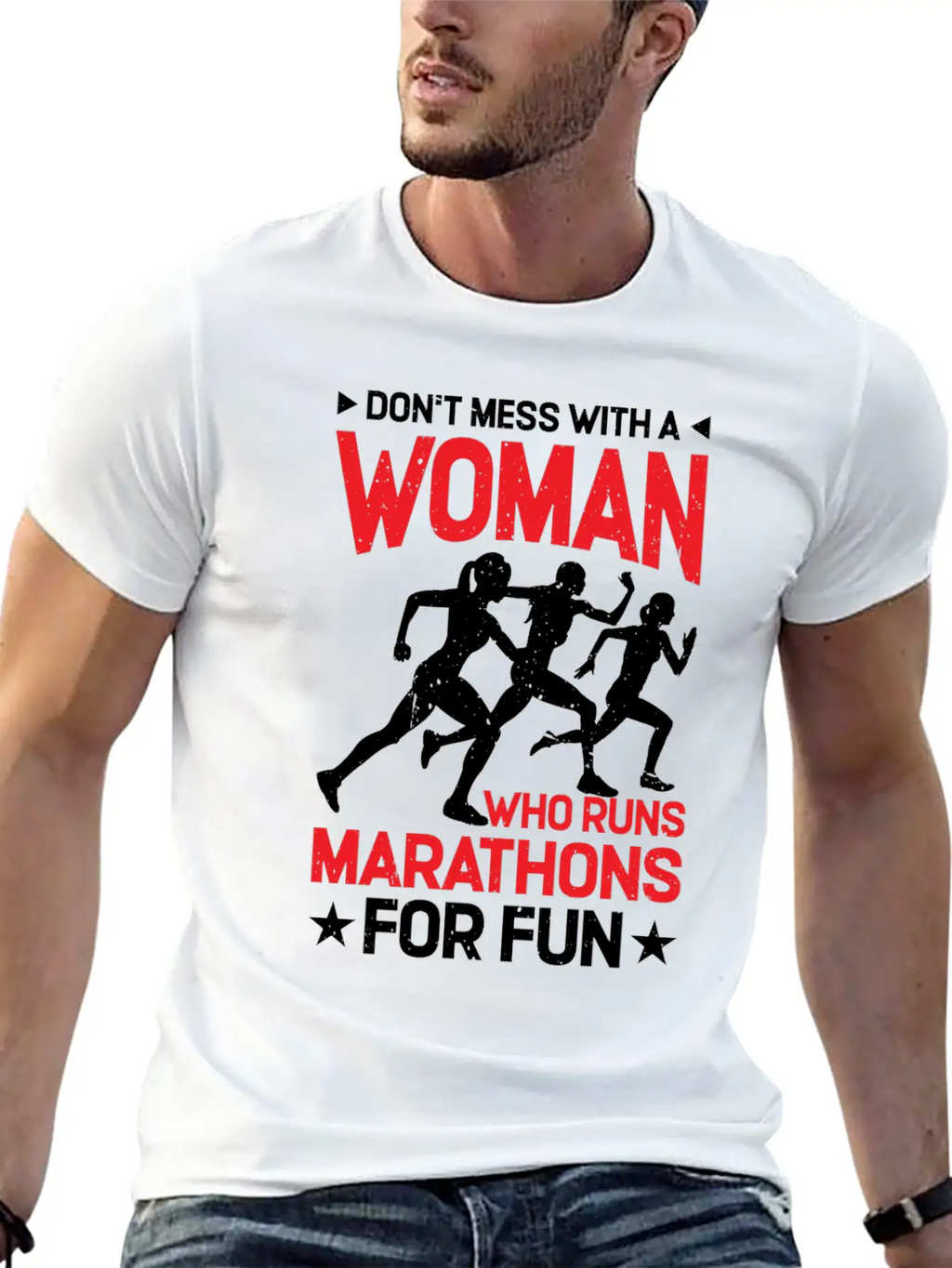 Don't Mess With A Woman Who Runs Marathons 2 Basic Graphic T-Shirt – Daily Comfort In Soft Cotton