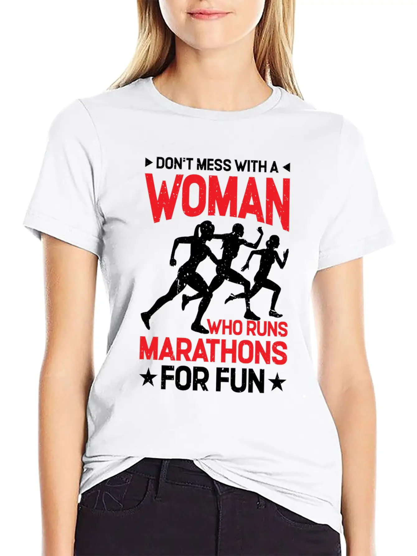 Don't Mess With A Woman Who Runs Marathons 2 Basic Graphic T-Shirt – Daily Comfort In Soft Cotton