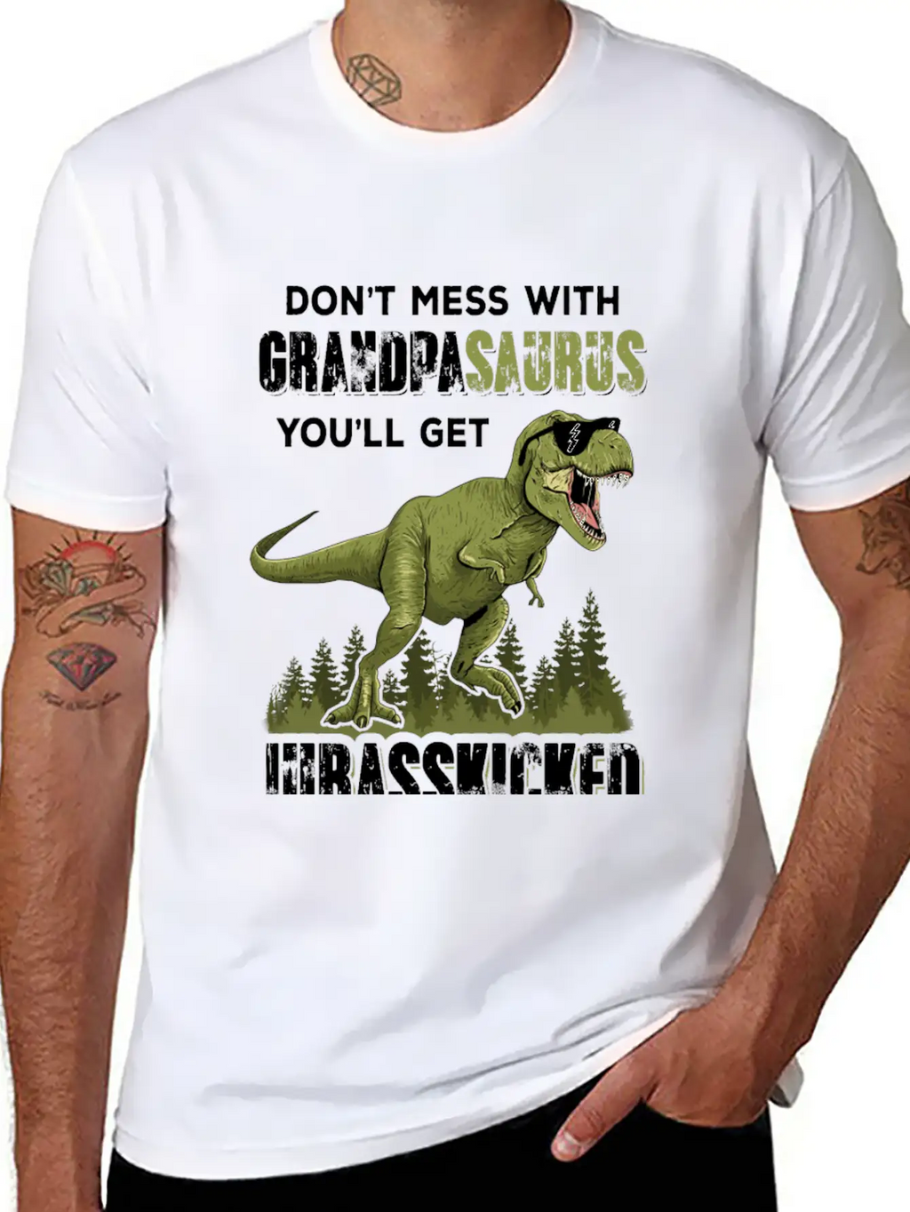 Dont Mess With Grandpasaurus You Get Jurasskicked Essential Cotton Tee For Daily Outfits – Unisex Style