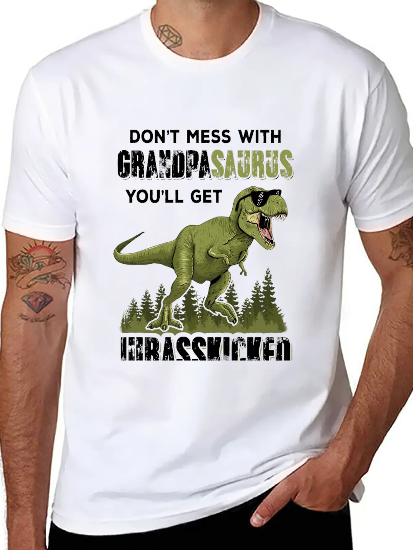 Dont Mess With Grandpasaurus You Get Jurasskicked Essential Cotton Tee For Daily Outfits – Unisex Style