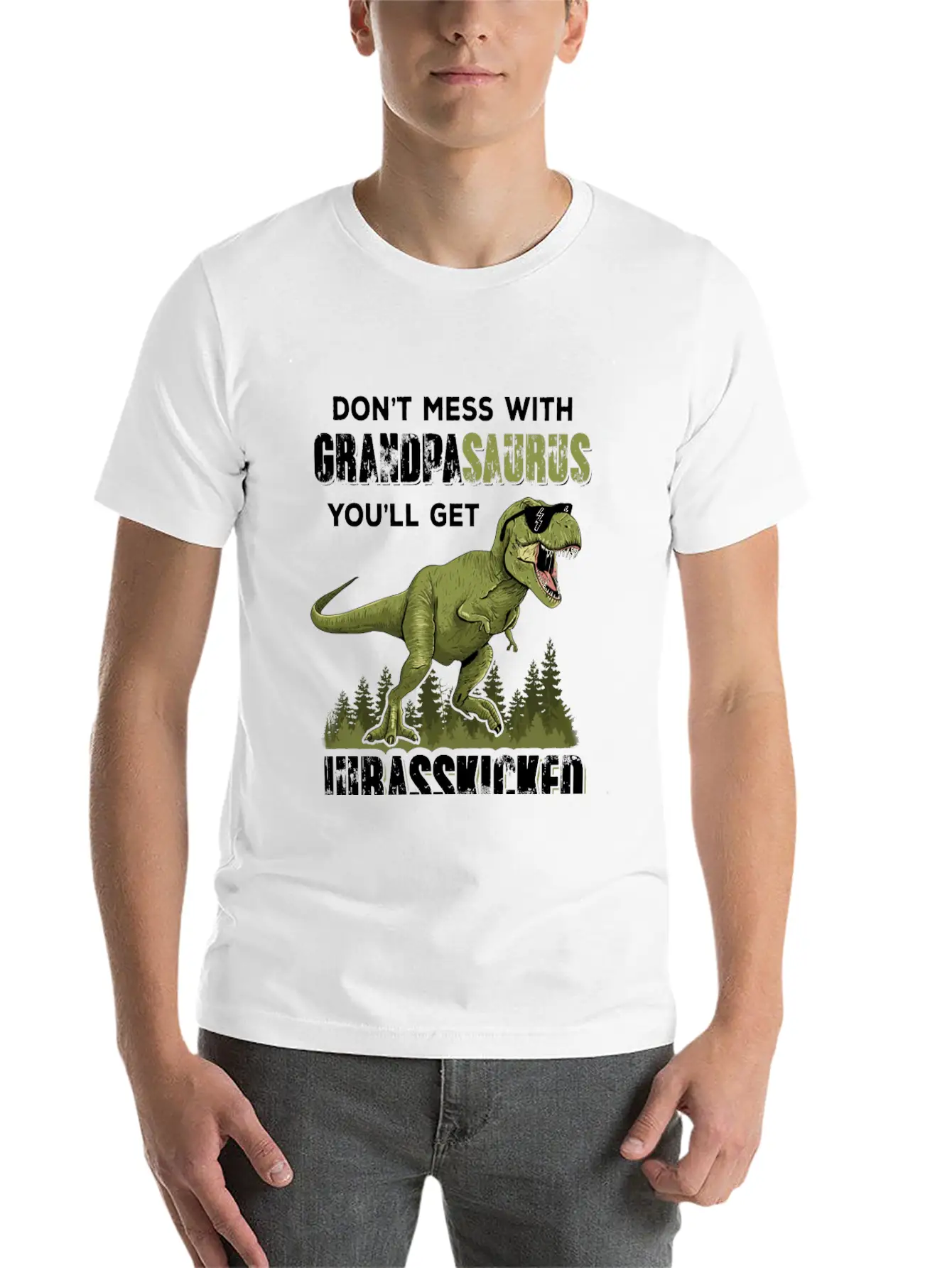 Dont Mess With Grandpasaurus You Get Jurasskicked Essential Cotton Tee For Daily Outfits – Unisex Style