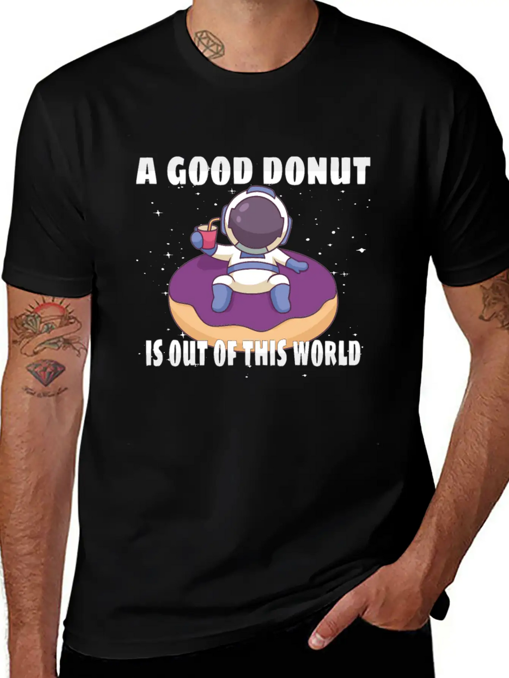 Donut Astronaut Astronomy Solar System Space Kids Unisex Casual T-Shirt – Clean Design For Daily Comfort