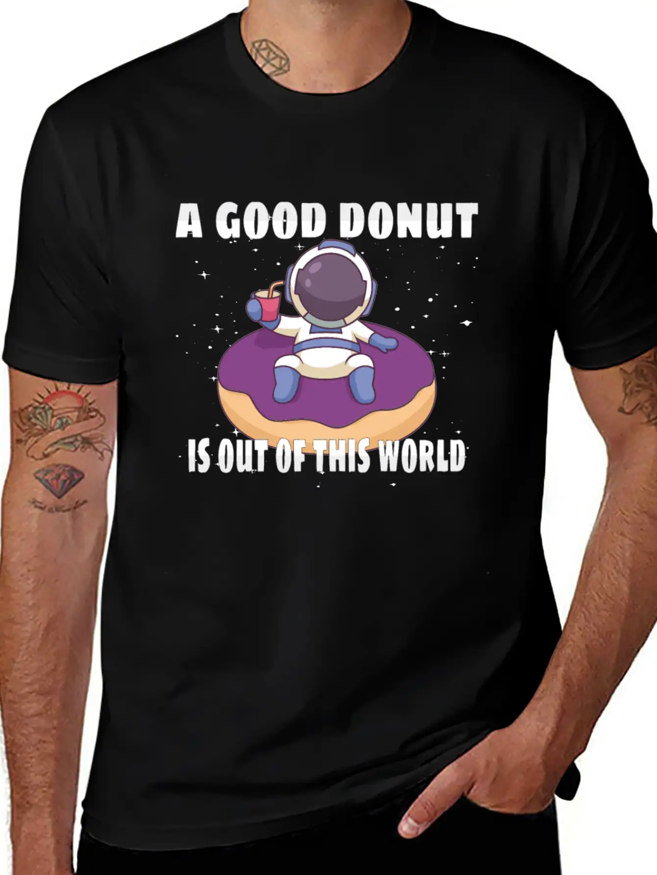 Donut Astronaut Astronomy Solar System Space Kids Unisex Casual T-Shirt – Clean Design For Daily Comfort