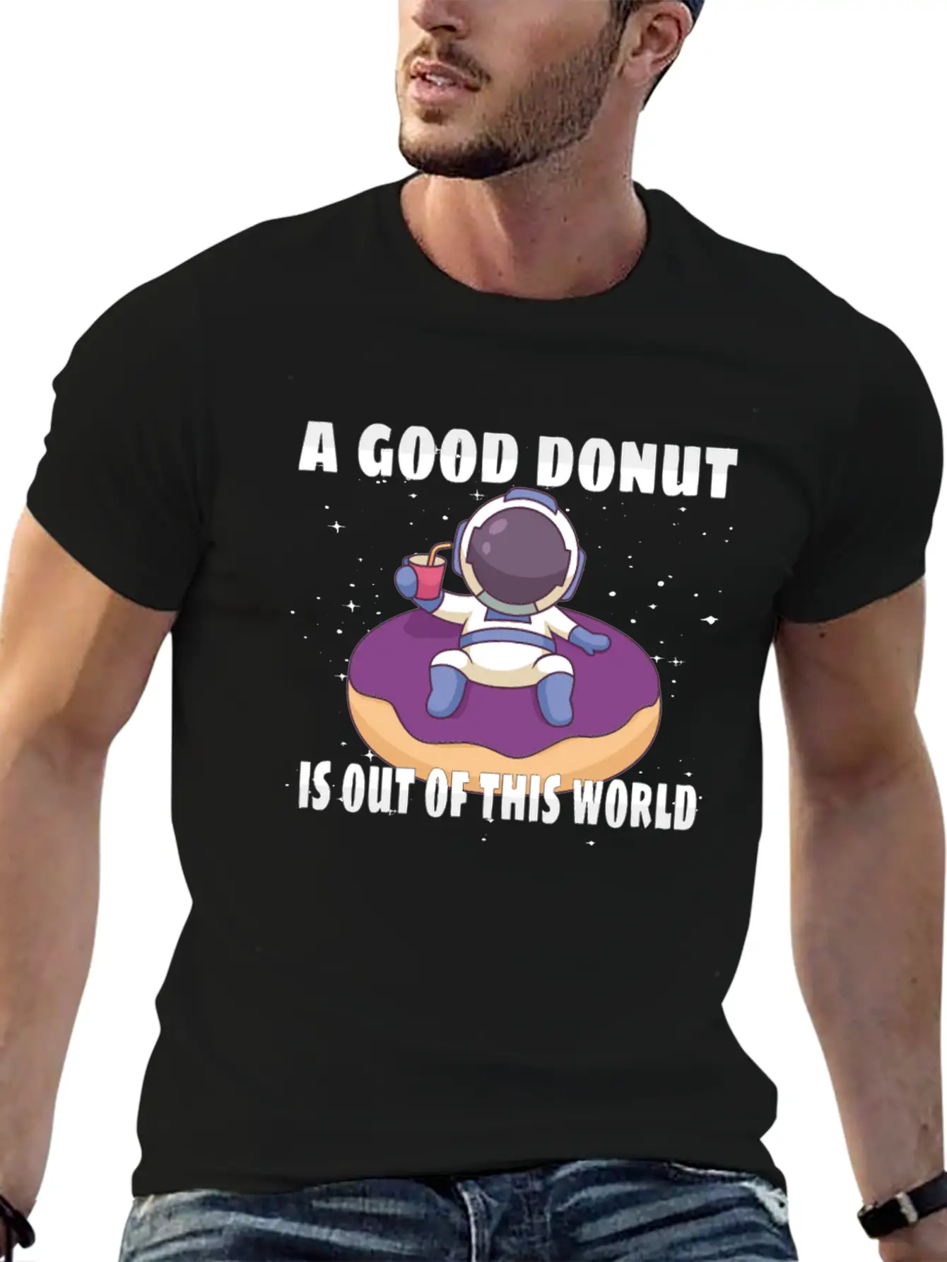 Donut Astronaut Astronomy Solar System Space Kids Unisex Casual T-Shirt – Clean Design For Daily Comfort