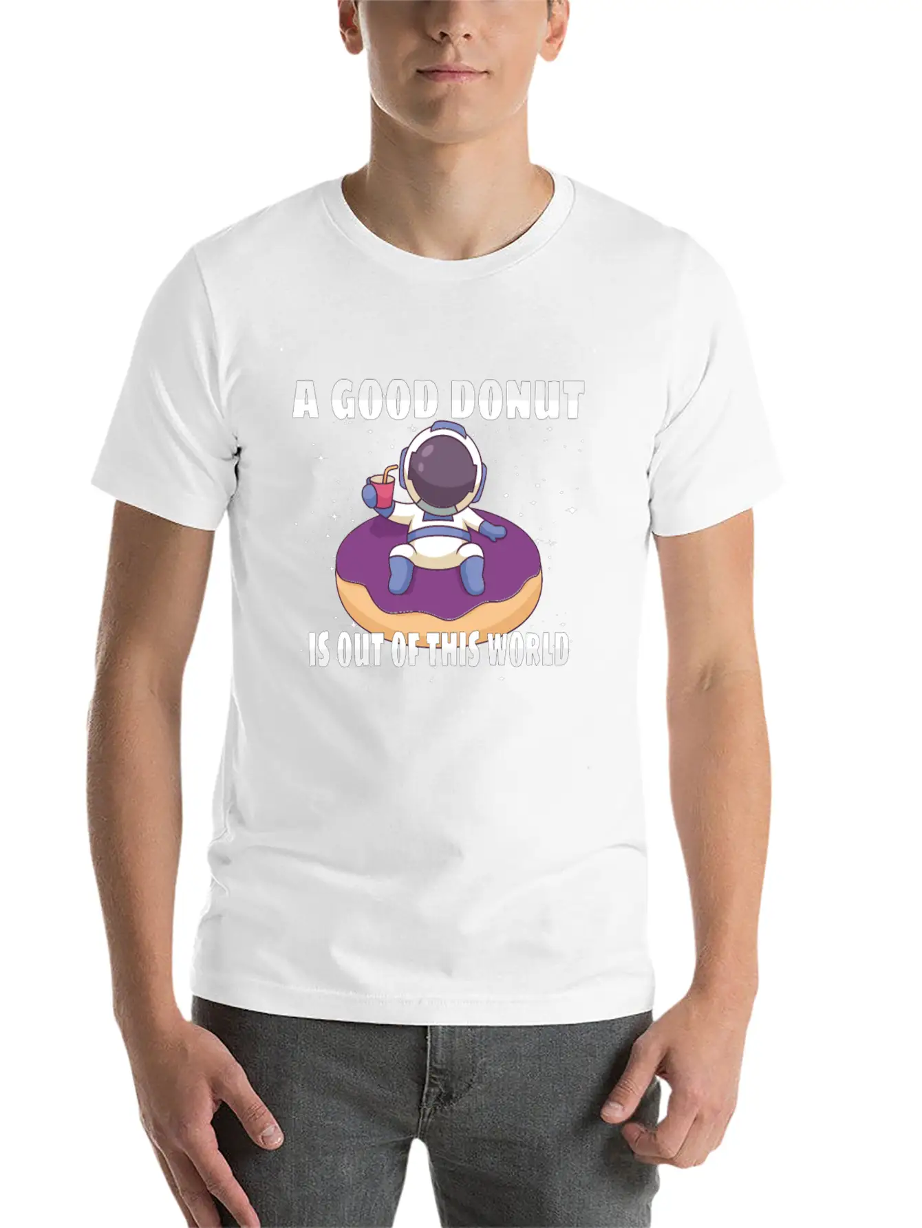 Donut Astronaut Astronomy Solar System Space Kids Unisex Casual T-Shirt – Clean Design For Daily Comfort