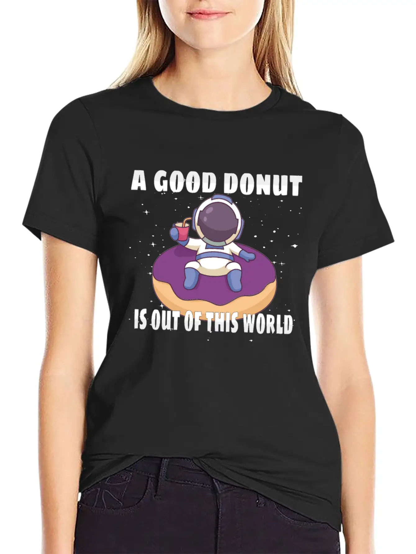 Donut Astronaut Astronomy Solar System Space Kids Unisex Casual T-Shirt – Clean Design For Daily Comfort