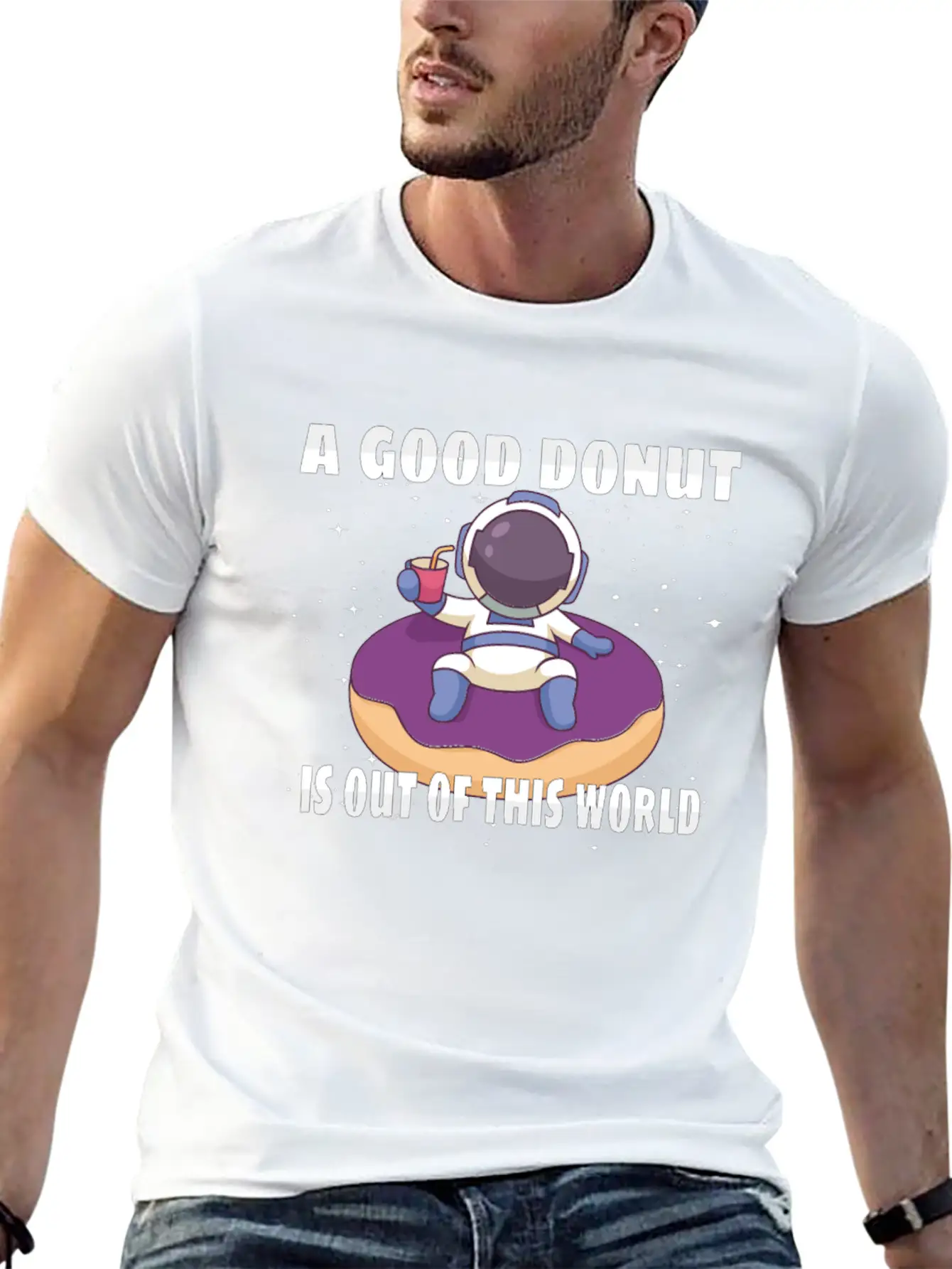 Donut Astronaut Astronomy Solar System Space Kids Unisex Casual T-Shirt – Clean Design For Daily Comfort