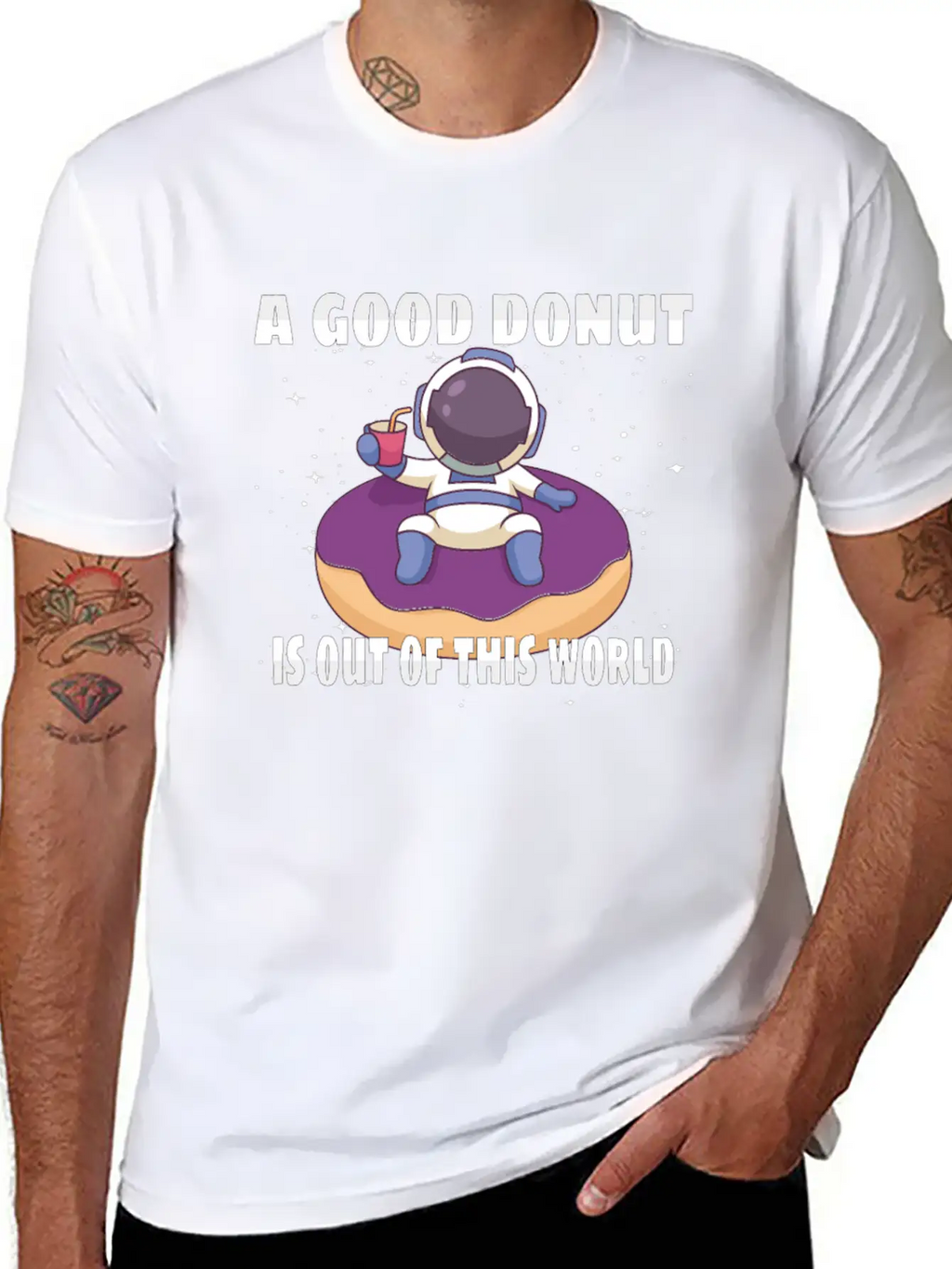 Donut Astronaut Astronomy Solar System Space Kids Unisex Casual T-Shirt – Clean Design For Daily Comfort