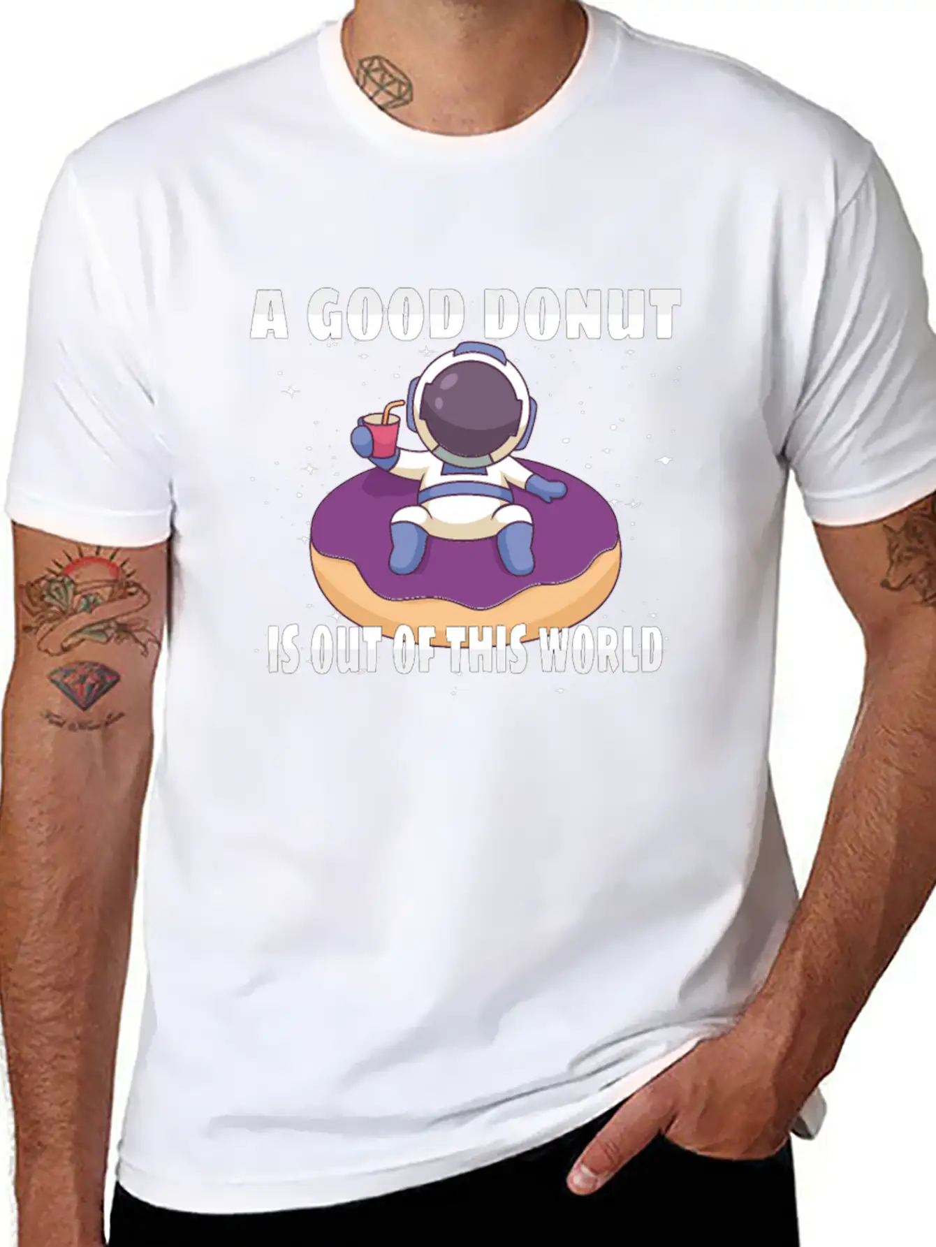 Donut Astronaut Astronomy Solar System Space Kids Unisex Casual T-Shirt – Clean Design For Daily Comfort