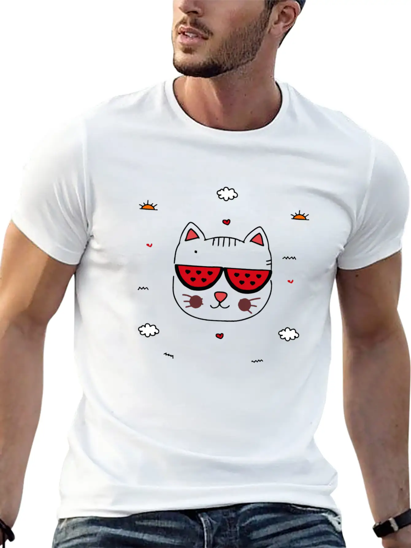 Doodle Cat Unisex Casual T-Shirt – Clean Design For Daily Comfort