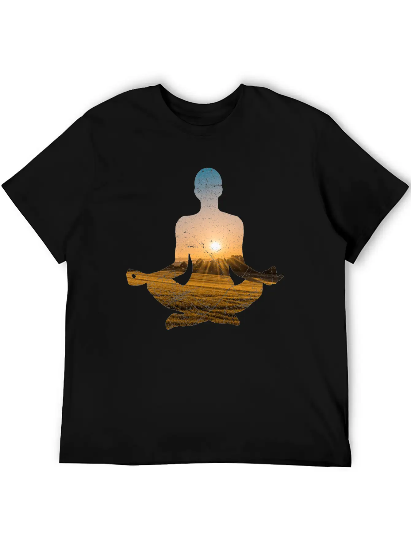Double Exposure Art Meditation Yoga Gift Idea Unisex Casual T-Shirt – Clean Design For Daily Comfort