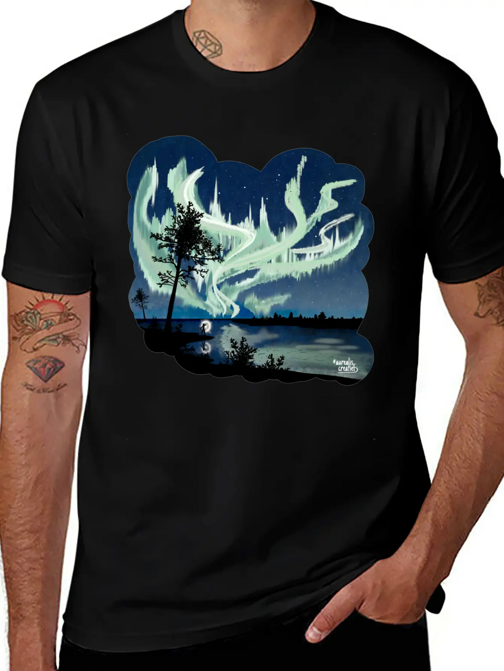 Double Northern Lights Classic Cotton Tee – Unisex Comfort For Any Season