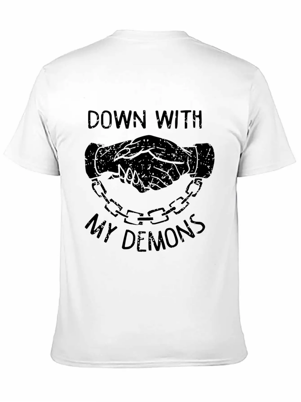 Down With My Demons Deal Handshake Aesthetic Unisex Casual T-Shirt – Clean Design For Daily Comfort