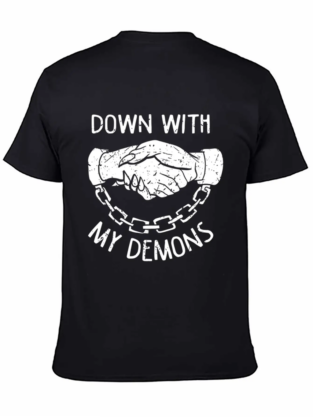 Down With My Demons Deal Handshake Aesthetic Unisex Casual T-Shirt – Clean Design For Daily Comfort