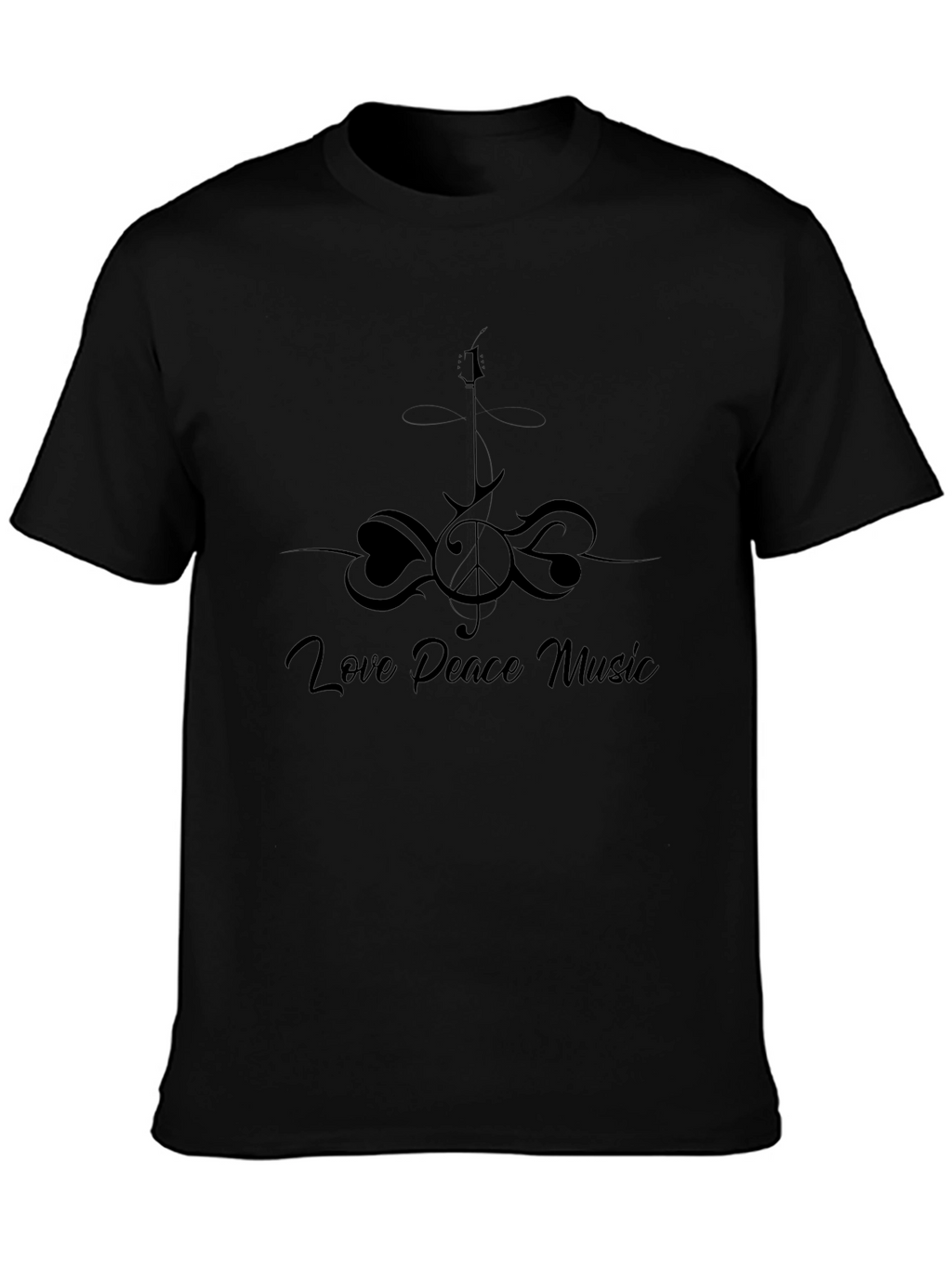 Love Peace Music Black T-Shirt