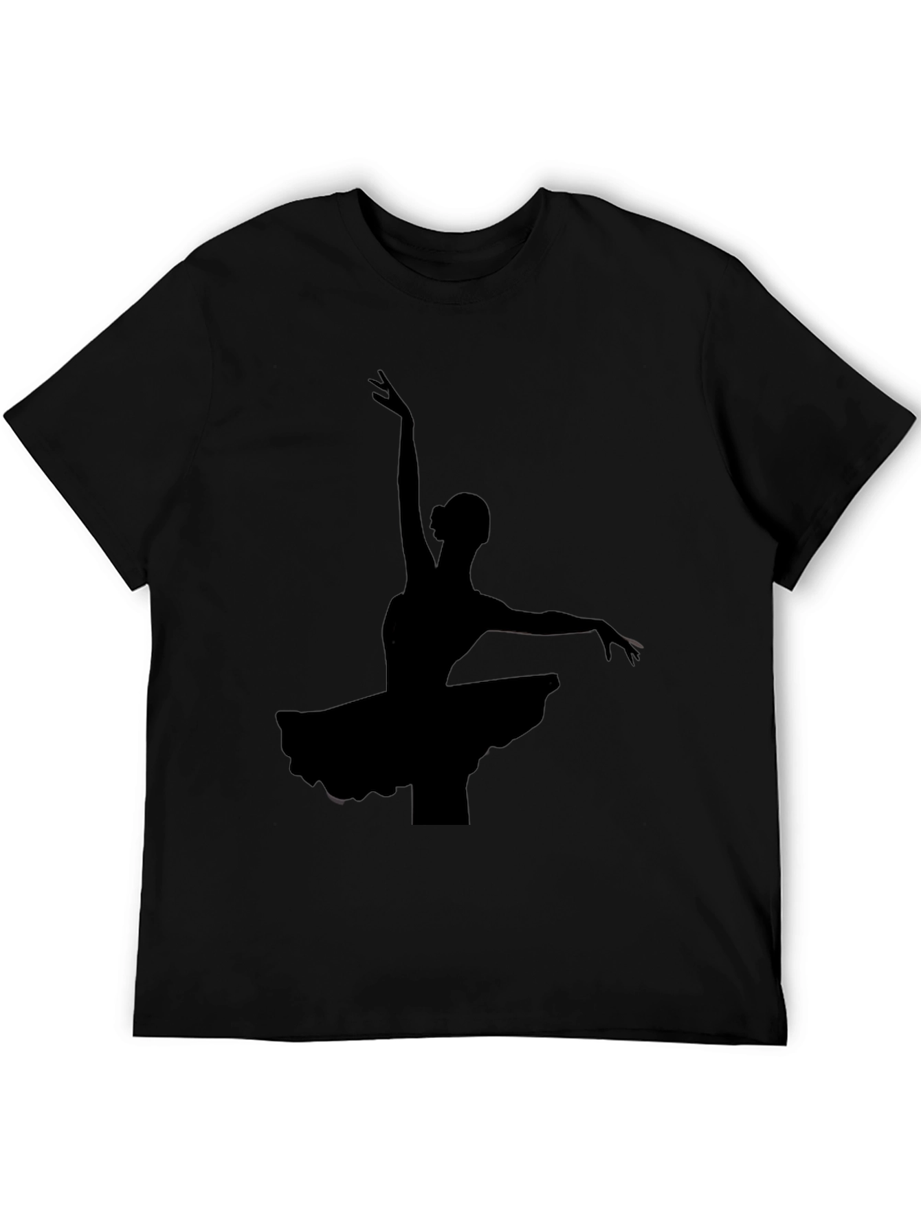 Elegant Ballerina Silhouette Black T-Shirt