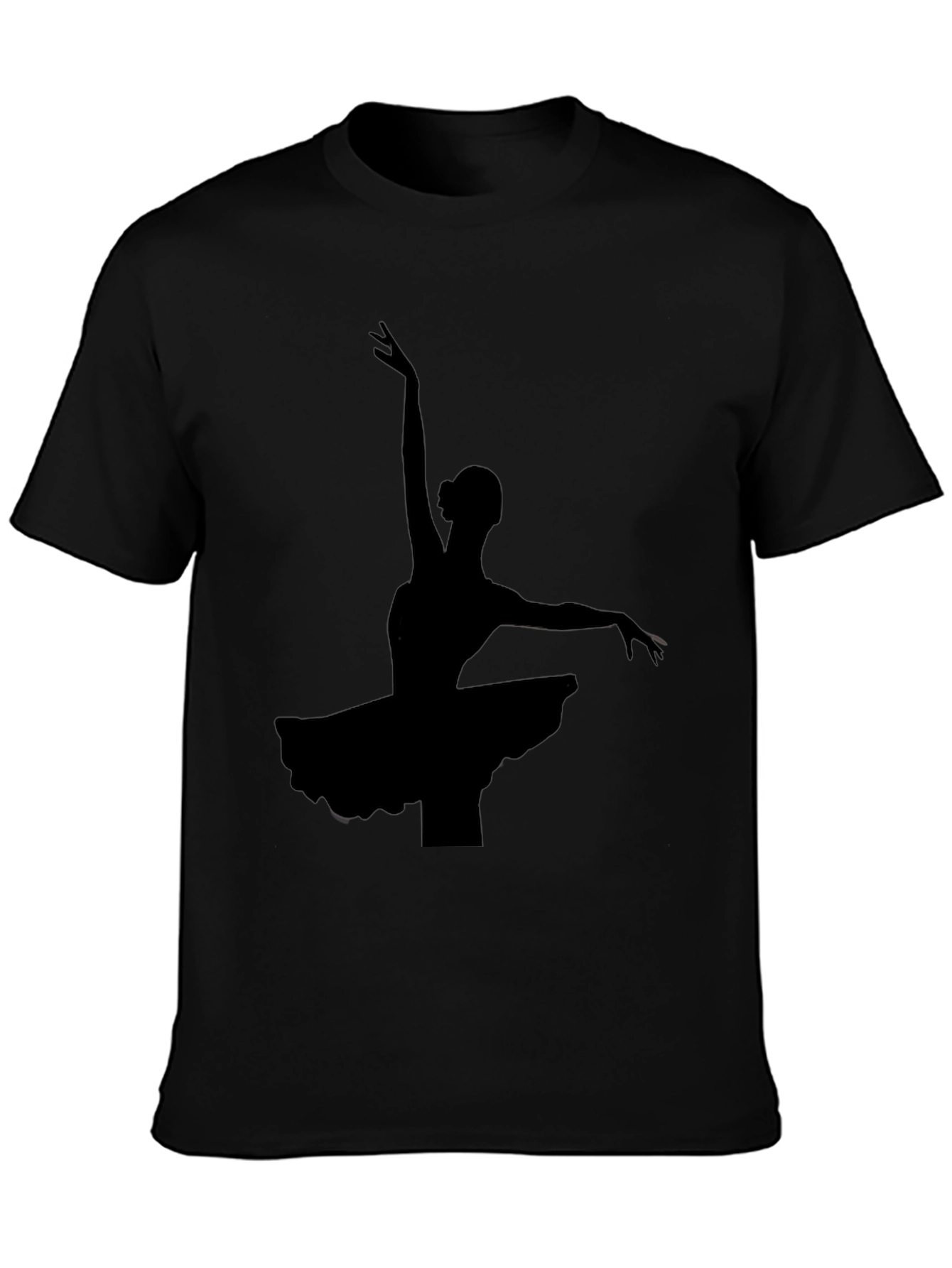 Elegant Ballerina Silhouette Black T-Shirt