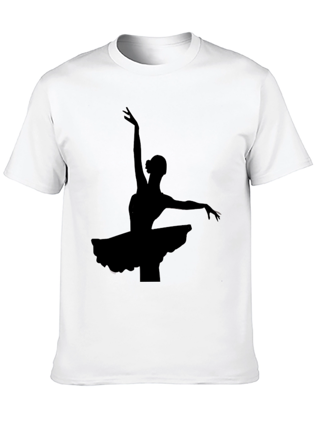 Elegant Ballerina Silhouette Black T-Shirt