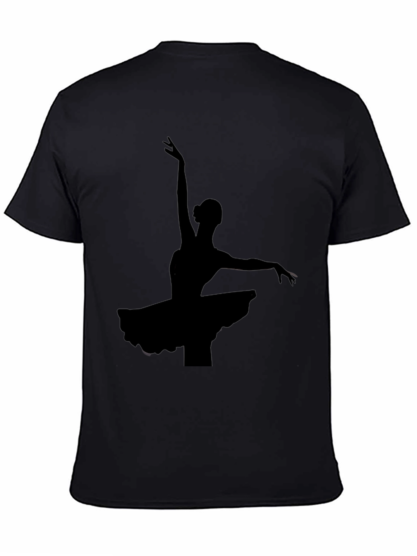Elegant Ballerina Silhouette Black T-Shirt