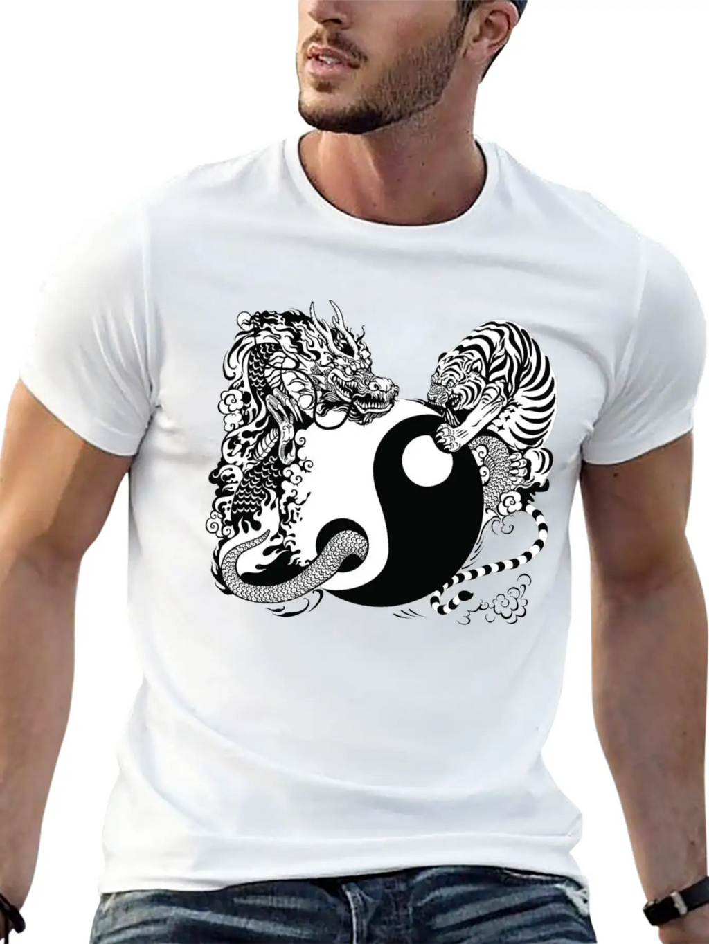 Dragon And Tiger Classic Cotton Tee – Unisex Comfort For Any Season