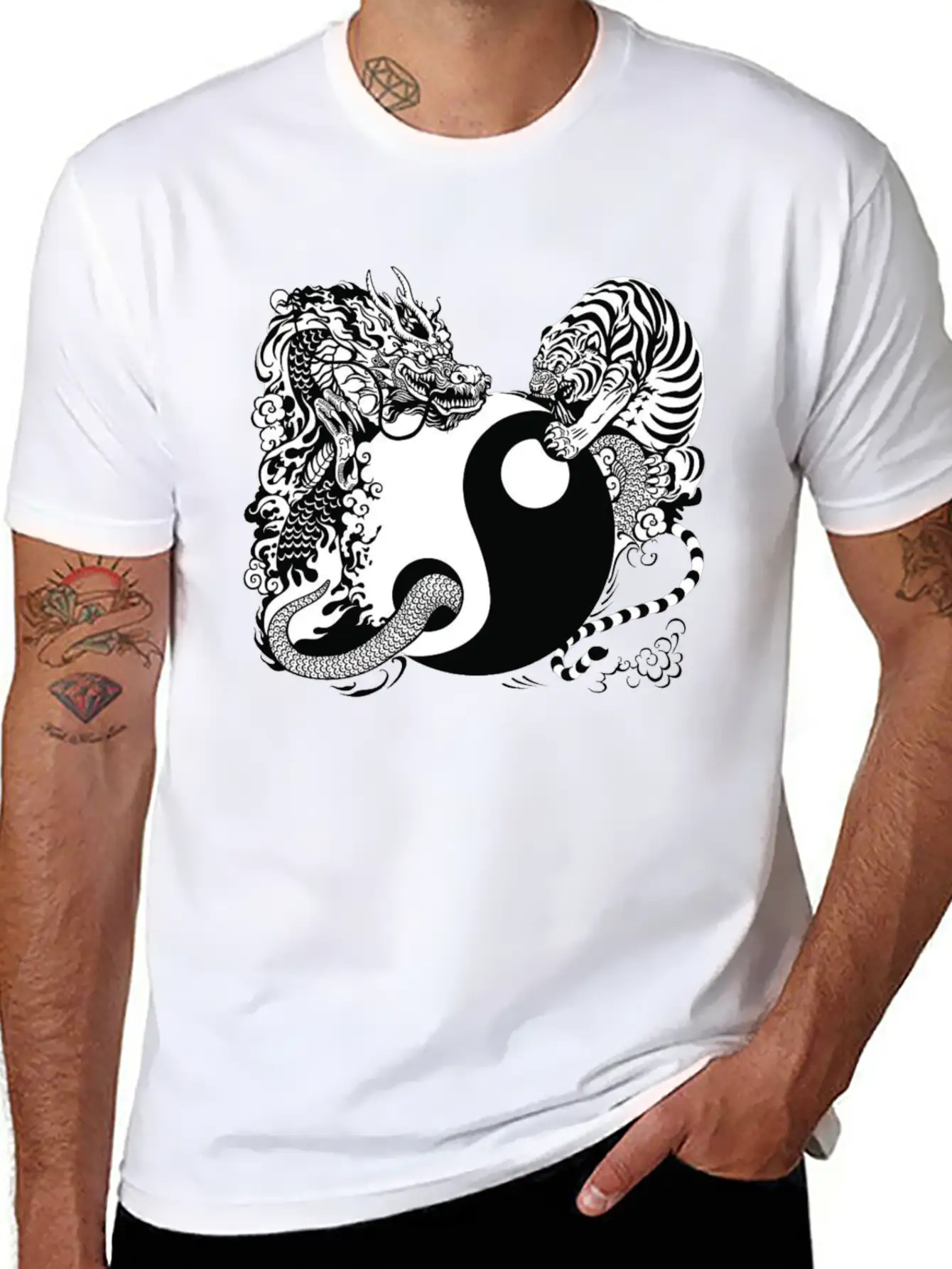 Dragon And Tiger Classic Cotton Tee – Unisex Comfort For Any Season