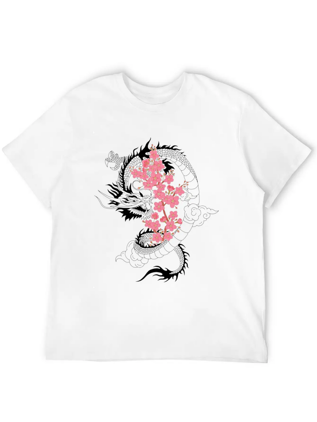 Dragon Japanese Cherry Blossom Culture Timeless Short Sleeve Tee – Comfy And Minimalist Design
