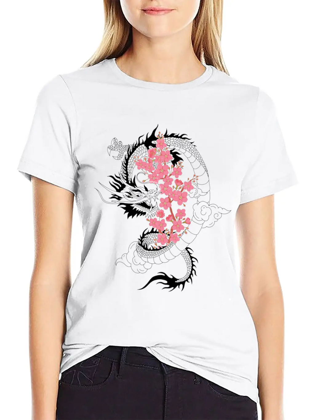 Dragon Japanese Cherry Blossom Culture Timeless Short Sleeve Tee – Comfy And Minimalist Design