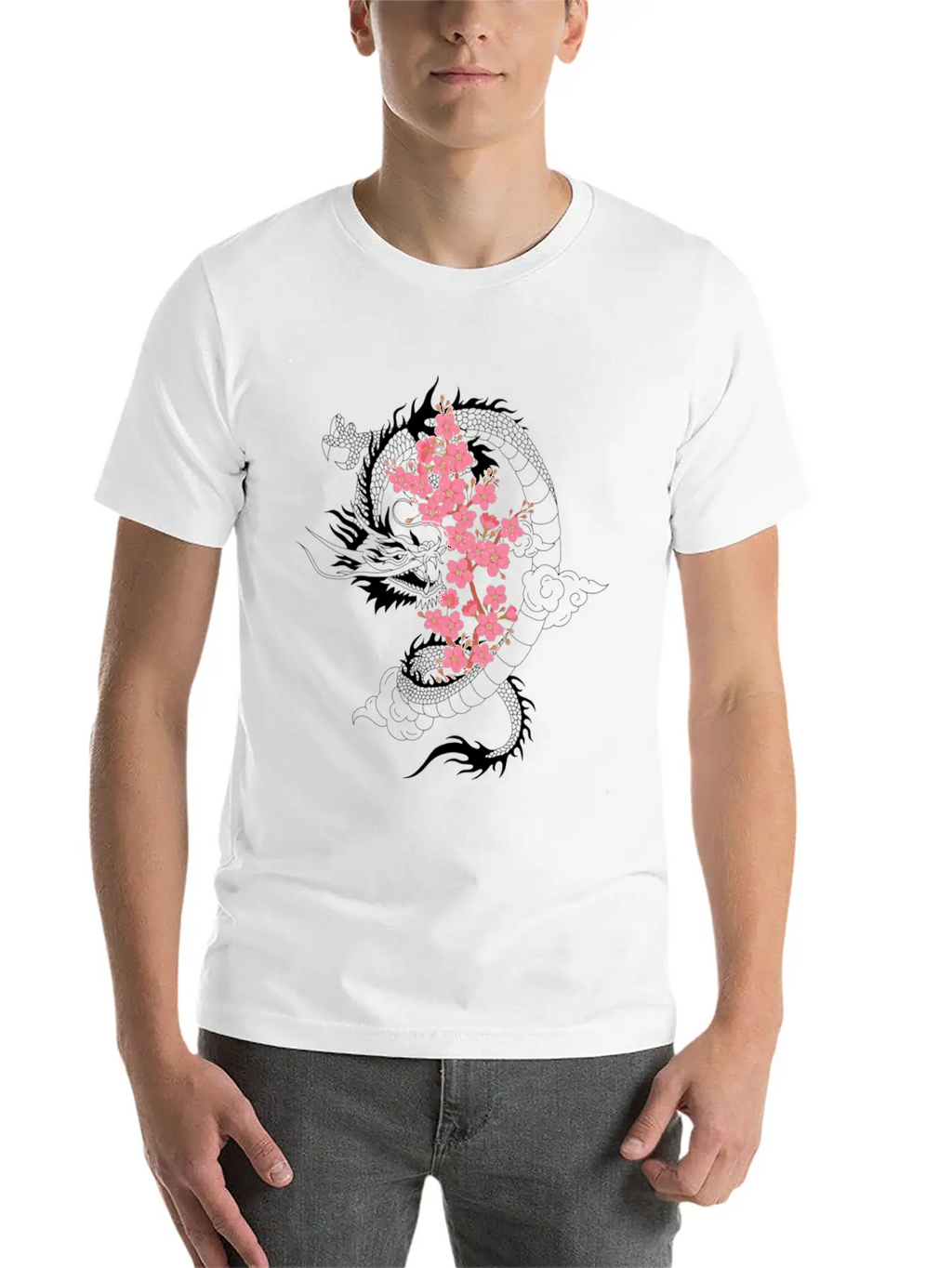 Dragon Japanese Cherry Blossom Culture Timeless Short Sleeve Tee – Comfy And Minimalist Design